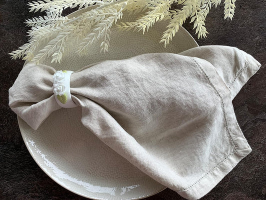Hemstitched Linen Napkins | Set of Four