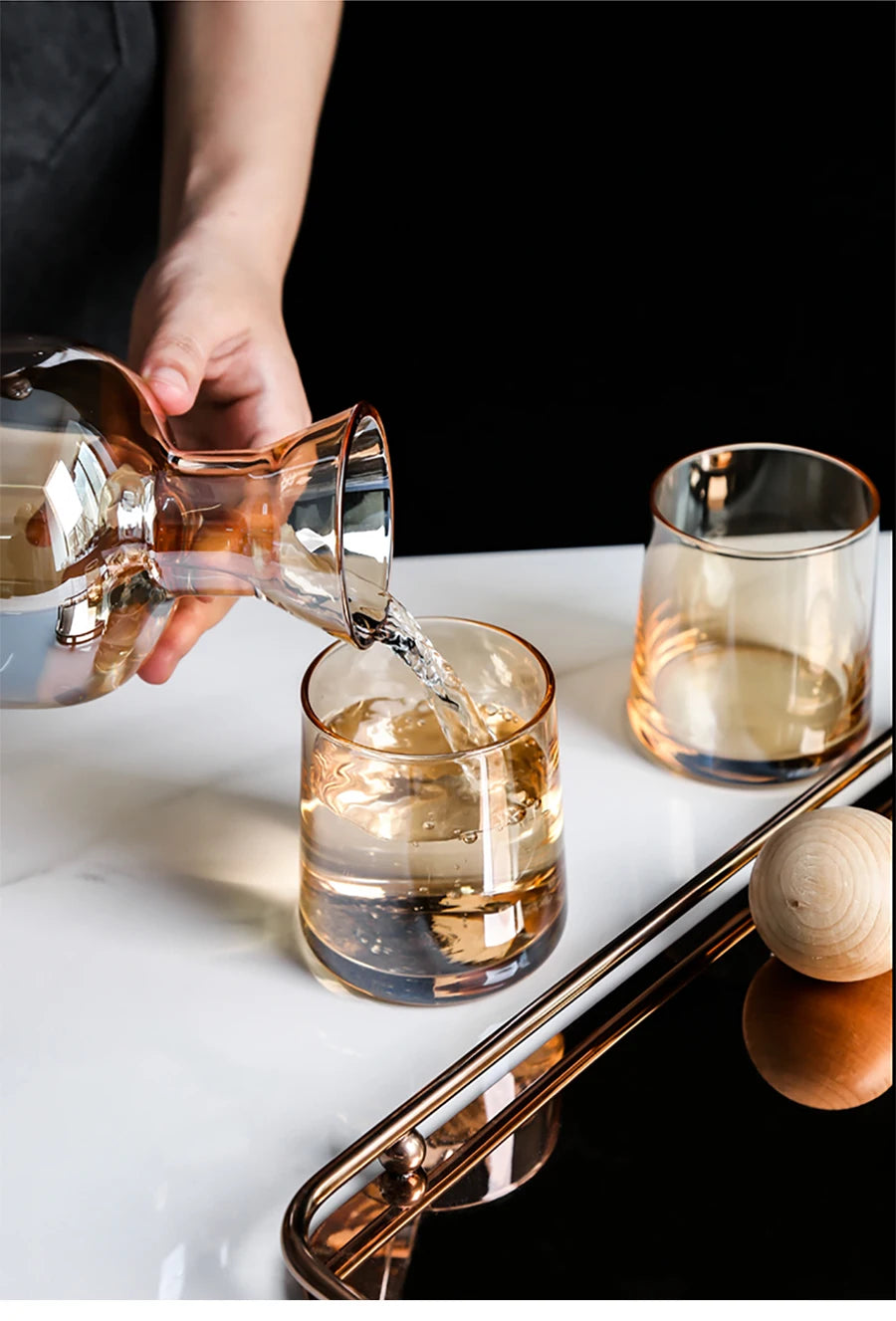 Amber Carafe & Glass Set