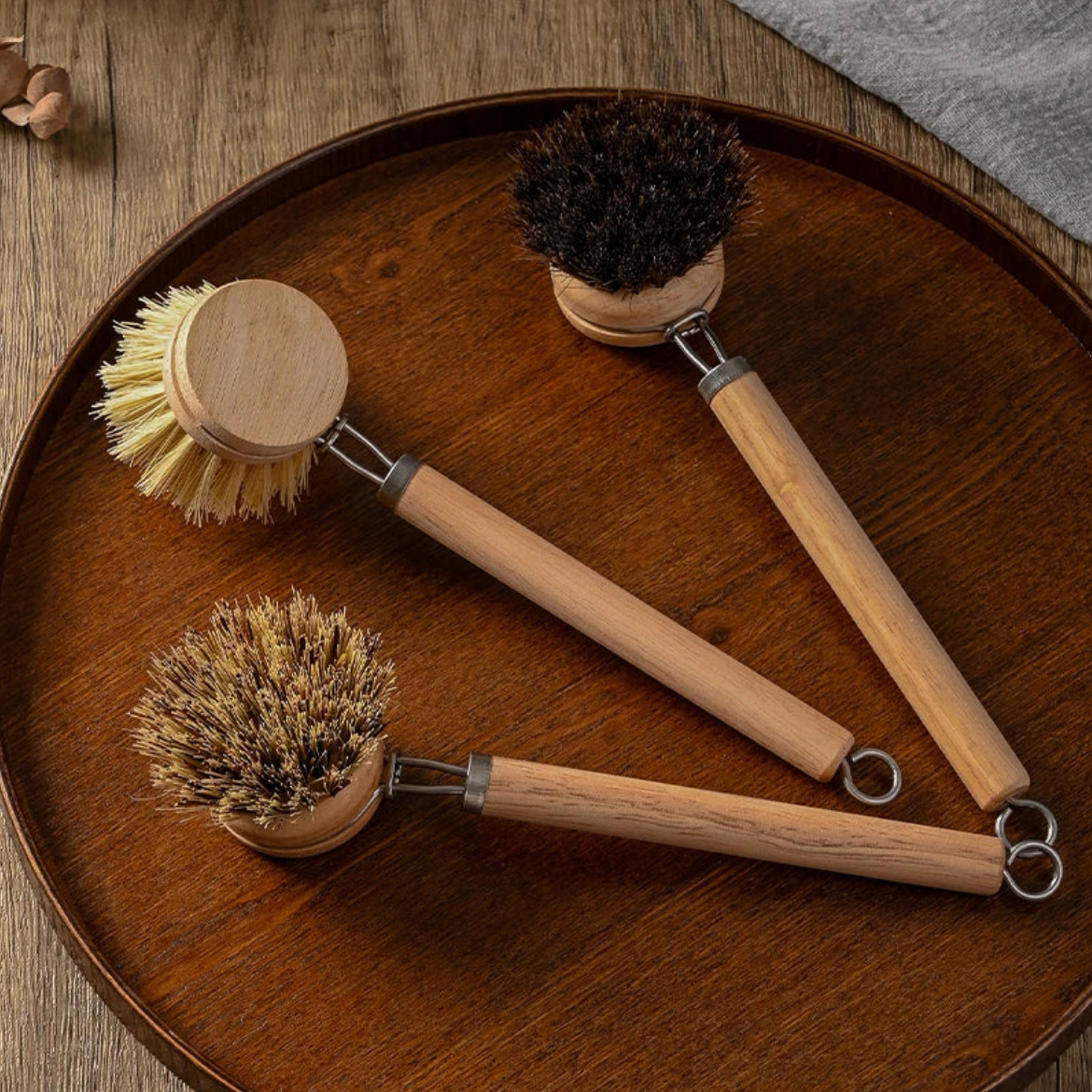 Wood Handled Scrubbing Brush b