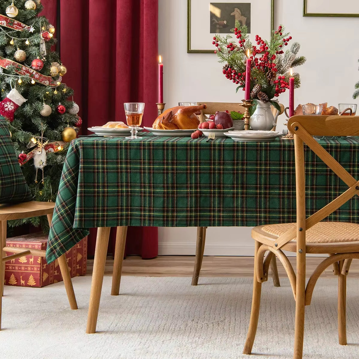 Spruce Plaid Tablecloth Collection