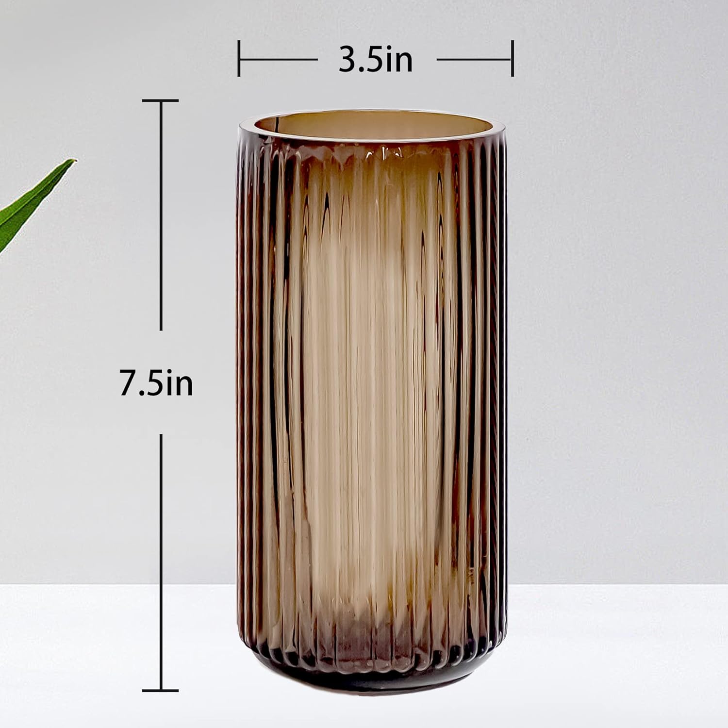 Ribbed Amber Hurricane Vase