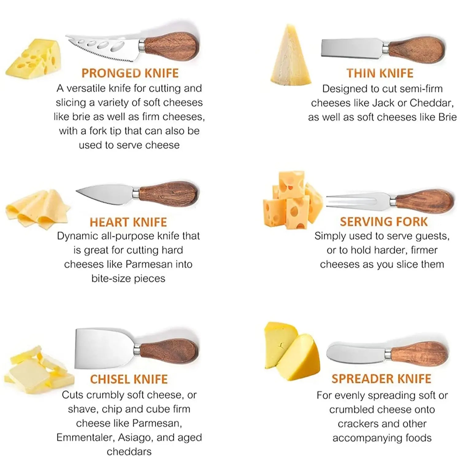 Acacia Cheese Knives | Set of Six