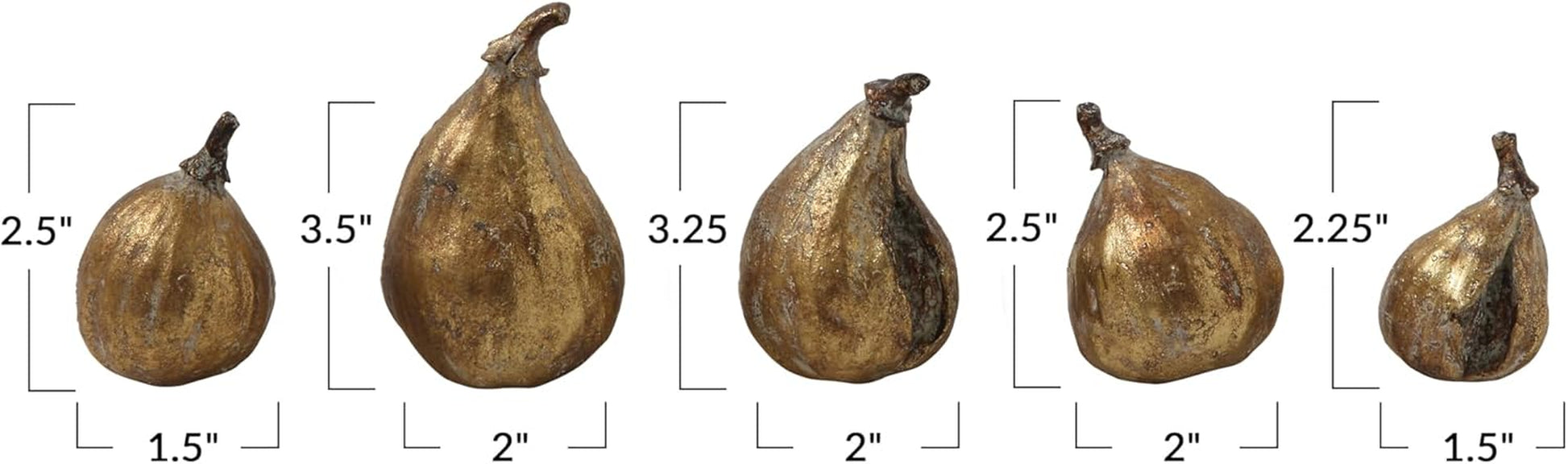 Resin Figs with Gold Finish (Set of 5 Pieces)