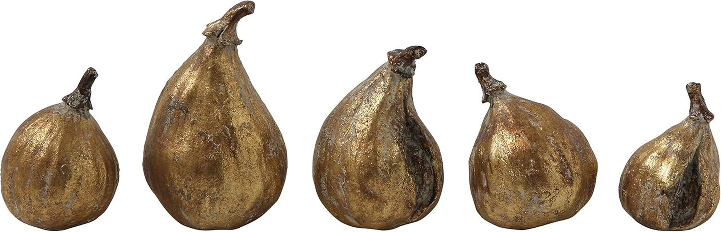 Resin Figs with Gold Finish (Set of 5 Pieces)